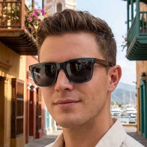BLACK HOLE SUN - BLUE TRANSLUCENT // Gafas de Sol con Madera