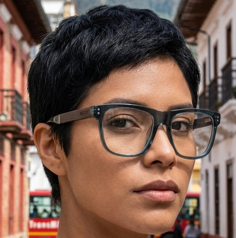 BLACK HOLE SUN - BLUE TRANSLUCENT // Gafas de Sol con Madera