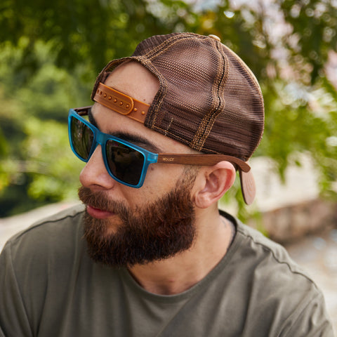 ENJOY THE SILENCE - DARK BLUE // Gafas de Sol con Madera