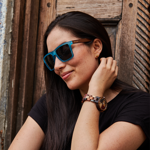ENJOY THE SILENCE - DARK BLUE // Gafas de Sol con Madera