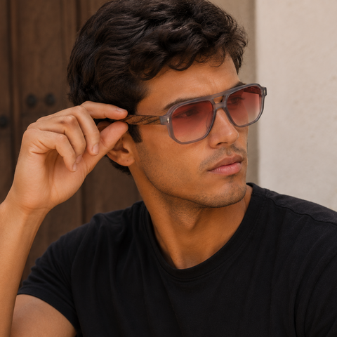 HIGH VOLTAGE - GRAY TRANSLUCENT // Gafas de Sol con Madera