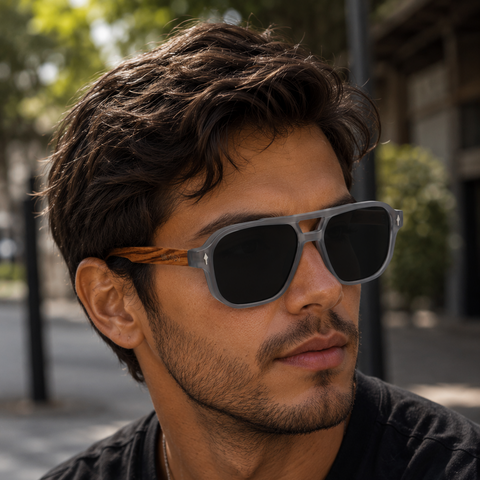 HIGH VOLTAGE - GRAY TRANSLUCENT // Gafas de Sol con Madera