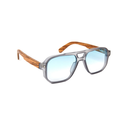 HIGH VOLTAGE - GRAY TRANSLUCENT // Gafas de Sol con Madera
