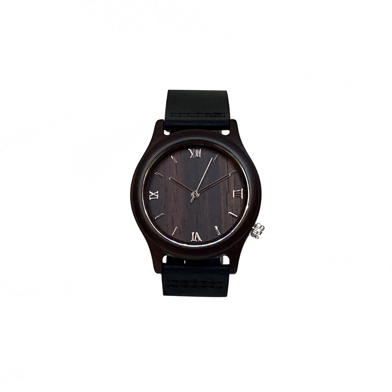 Reloj salta reloj de madera y cuero