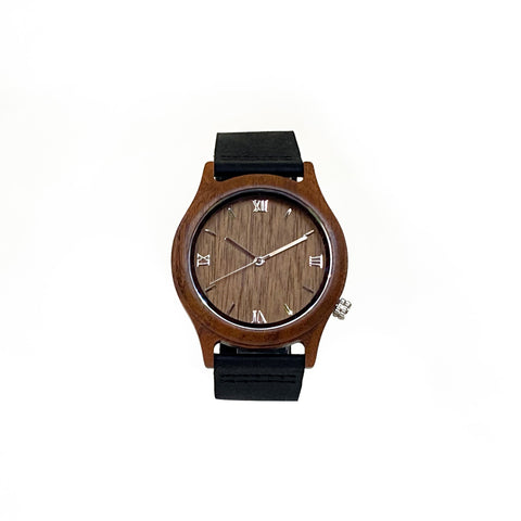 ATENAS // Reloj de Madera y Cuero